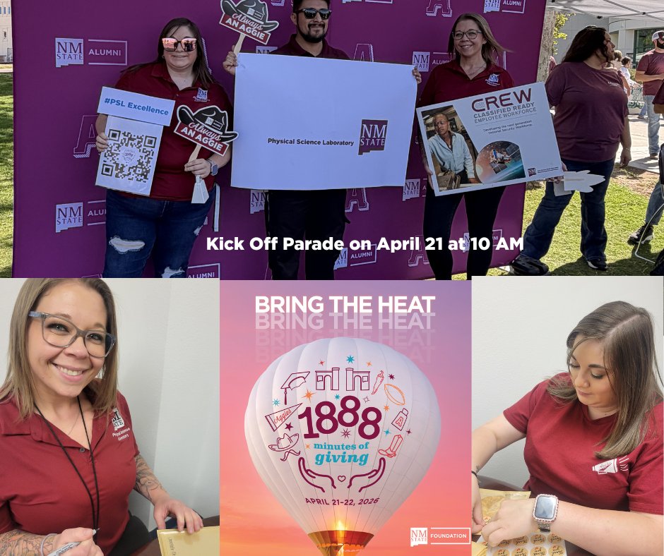 PSLNMState's tweet photo. We’re bringing the HEAT 🔥

The PSL team showed up at the  1888 Minutes of Giving Parade &amp; is prepping treats at Anderson Hall to keep the energy going.

Support PSL Excellence 👉 https://t.co/ruplbqfVex

#1888Minutes #PSL #NMSU #GiveBack  @NMSUFoundation @NMSUAlumFriends https://t.co/VsigsjLSlQ