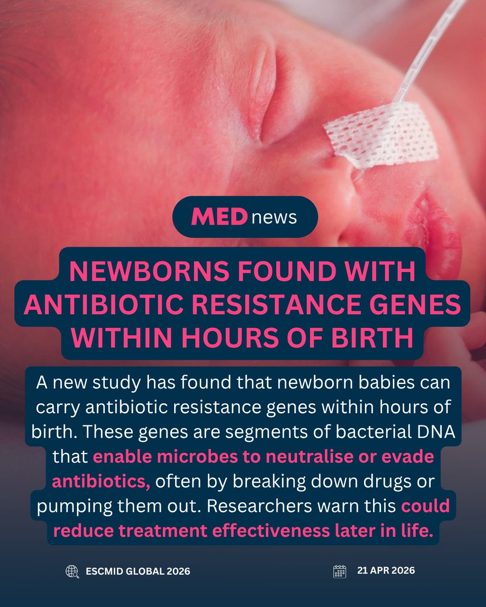 MEDtriagex's tweet image. 👶 Newborns may carry antibiotic resistance genes - DNA that helps bacteria destroy, evade or expel antibiotics - within hours of birth, raising concerns about future treatment effectiveness. 🔗 emjreviews.com/microbiology-i… #HealthNews #Science #PublicHealth #Antibiotics #Microbiology