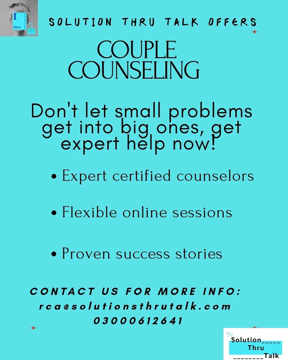 STTPSY's tweet image. Contact us to schedule an appointment: rca@solutionsthrutalk.com
#therapy #couplescounseling #stt #thursday