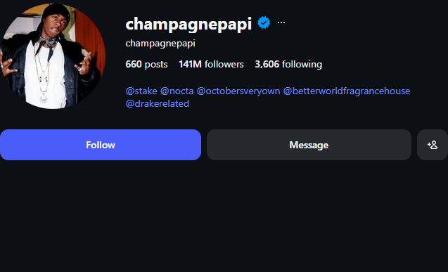 CelebRadar0's tweet image. 🟢 Drake instagram.com/champagnepapi Instagram Follower Update
Previous : 141,695,127
Current  : 141,722,075
Change   : +26,948 (gained) in the last 5.8h

#Instagram #Followers #champagnepapi #Stats