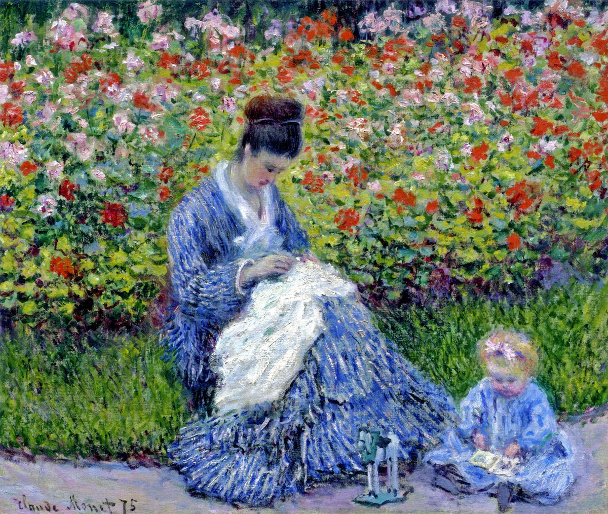 artistmonet's tweet photo. Camille Monet and a Child in the Artist’s Garden in Argenteuil - 1875 #artbots #monet https://t.co/nfmp9SCGJ3