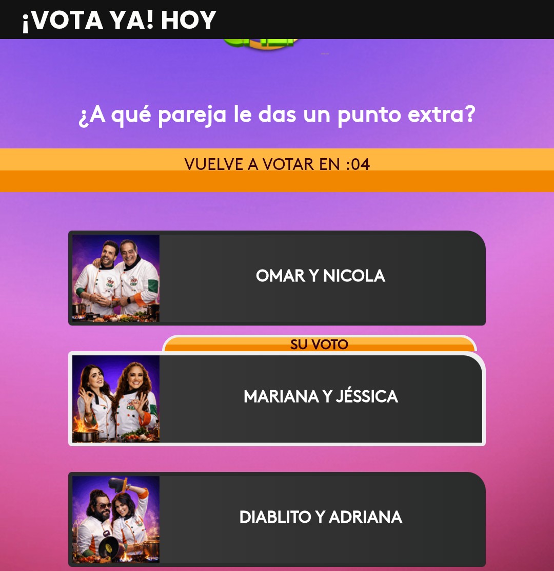 Votando 
#HoySoyElChef #TeamDosCopitas
DOS COPITAS COCINAN HOY