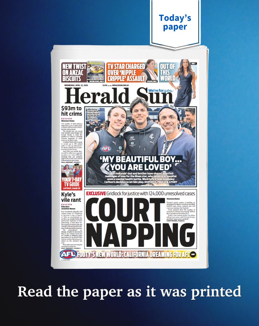theheraldsun's tweet image. TODAY'S FRONT PAGE
Read the digital edition &amp;gt; bit.ly/3zAl8E3
.
.
.
#Melbourne #Victoria #FrontPage #newspaper #news