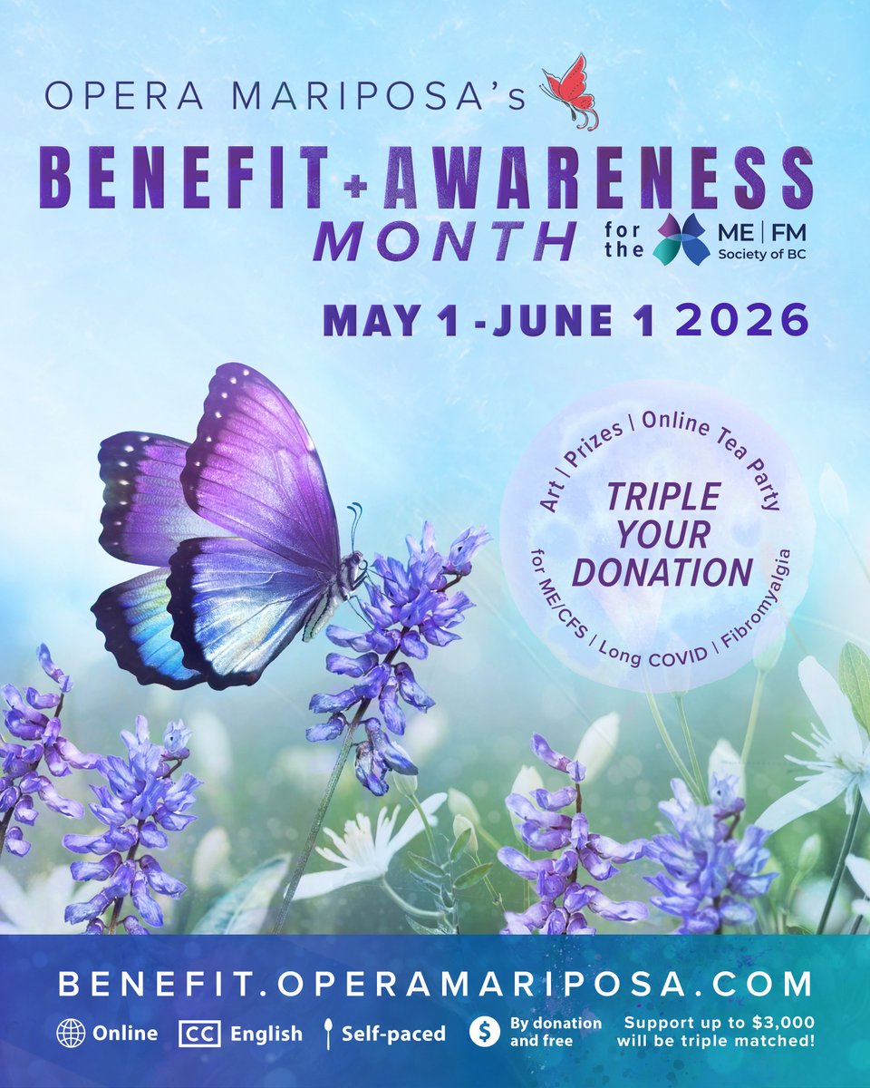 mefmbc's tweet photo. Sharing a meaningful initiative 💙

Opera Mariposa’s Benefit + Awareness Month supports our cause, raising awareness for ME/CFS, Long COVID, and fibromyalgia.

Enjoy online events, art, and accessible ways to get involved. 

Learn more: https://t.co/oyylfSOrRt https://t.co/gRslSYxpuh