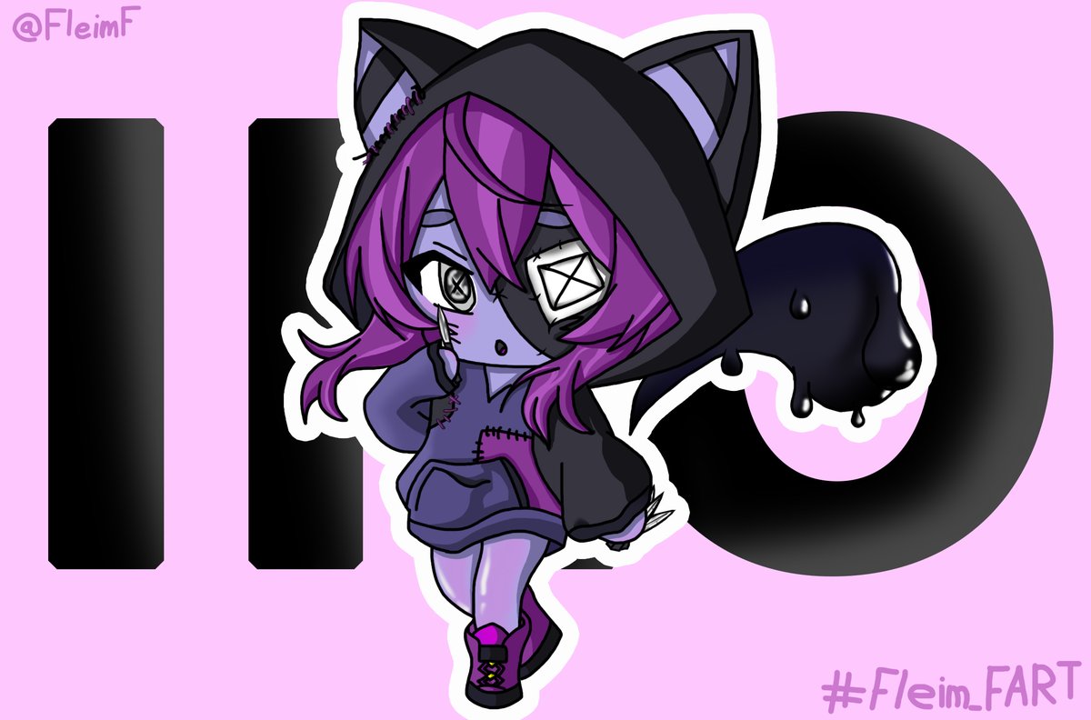 FleimF's tweet image. fast art of @eepyxey mascot Iko (chibi anime style) 
#art #mascot #sticker #vtuber #Fleim_FART