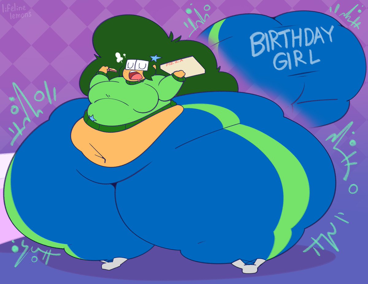 confection for <a href="/LimeydaRaccoon/">Raccoon_Boyo 🔞</a> where their girlfail celebrates 5 years since their creation with a lot of pizza