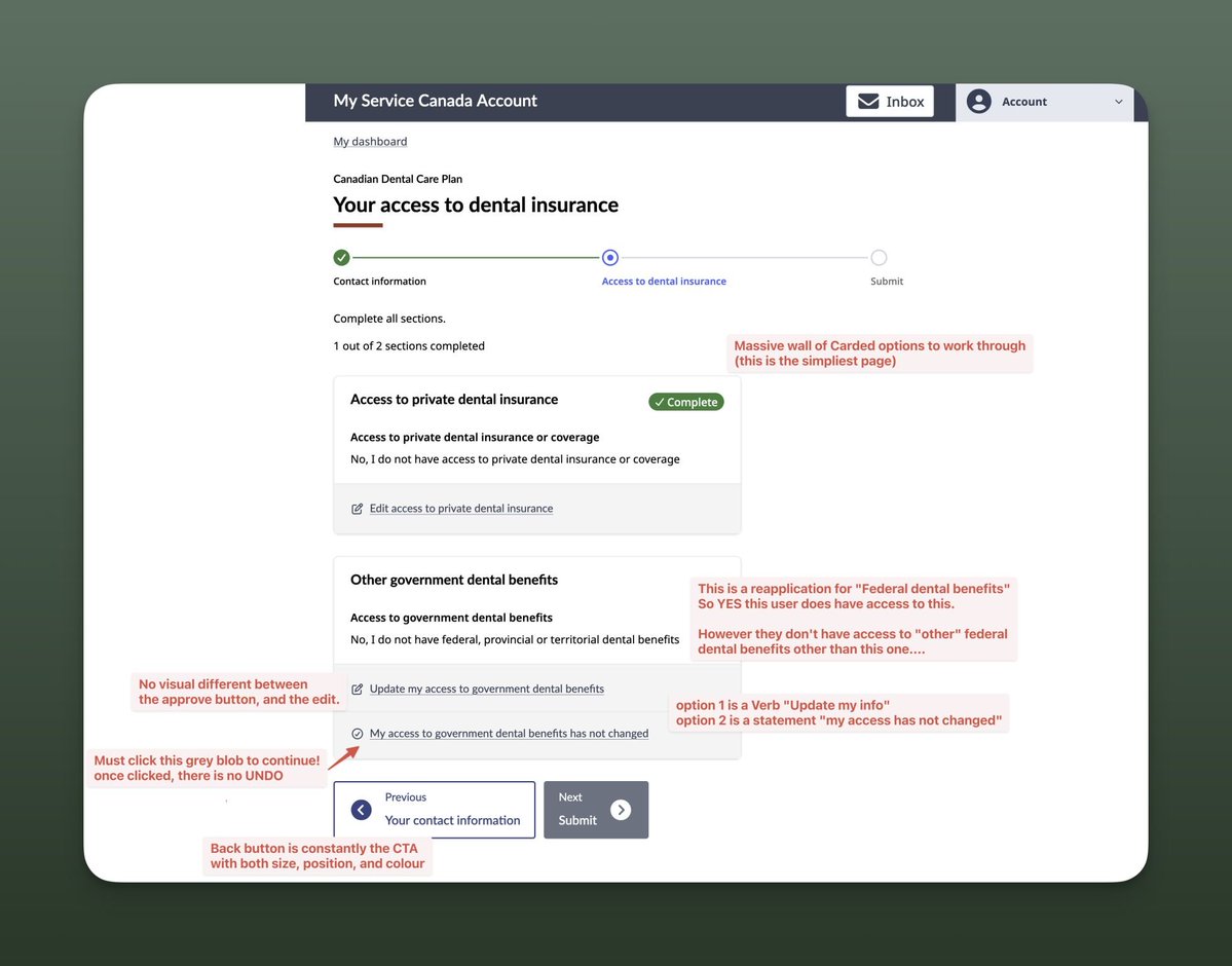 A few years ago I took over the digital/financial lives for my grandparents.

Conspiracy aside, I have a very strong suspicion that the UI design goals of governments websites are to dissude access and usage.

I am a professional computer user, on a massive 4k monitor, and it's