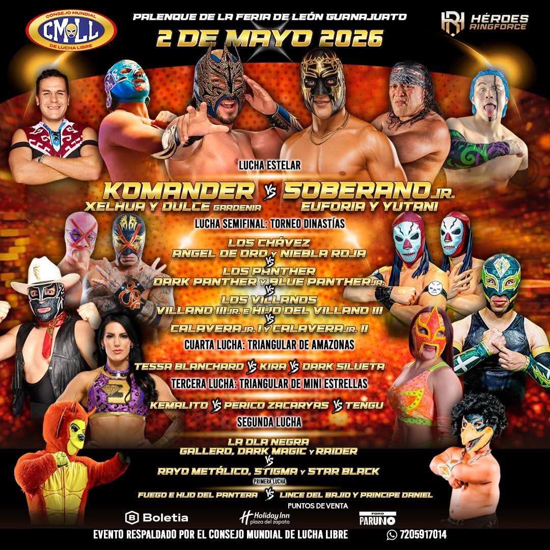 HRingforce's tweet photo. Vuelve la acción del @CMLL_OFICIAL al Palenque de la Feria de León Guanajuato. #cmll #guanajuato #luchalibremexicana @KomandercrMX @elsoberanojr @T3SSABLANCHARD @Siluetacmll @Angeldeorocmll @NIEBLAROJACMLL @HijoPantera @kemalitocmll @Yutani_Luchador @Euforia_cmll https://t.co/nzsbiVYOxC