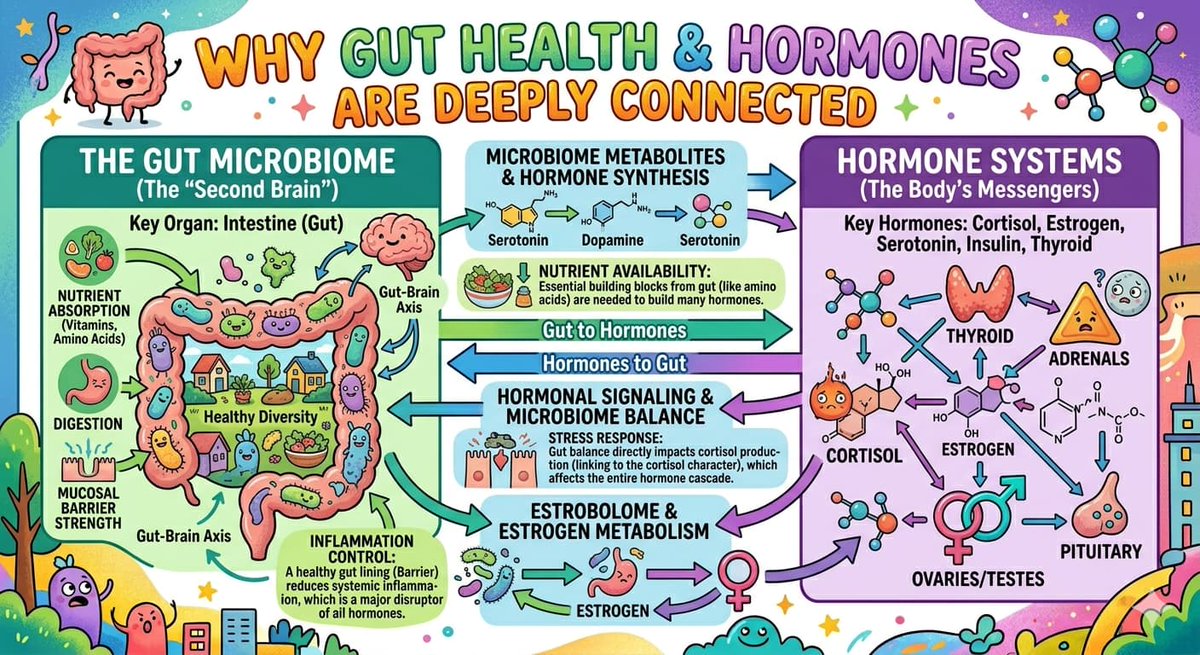 TorontoClinic's tweet photo. Your gut and hormones are deeply connected.

Poor digestion can impact:
• Estrogen balance
• Nutrient absorption
• Inflammation
• Energy levels
Bloating + PMS + fatigue?
Your gut may be the missing piece.
#GutHealth #HormoneHealth #TorontoNaturopath https://t.co/d0mmjauzeD