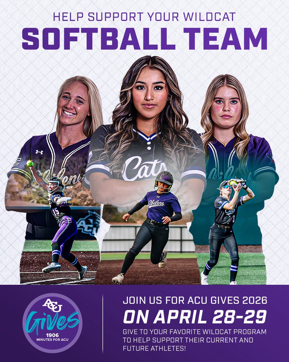 ACU_Softball's tweet image. ACU Gives is only one week out!! Get ready to help support your Wildcat Softball Team🤩

Mark your calendars!🗓️

#DayOne | #GoWildcats