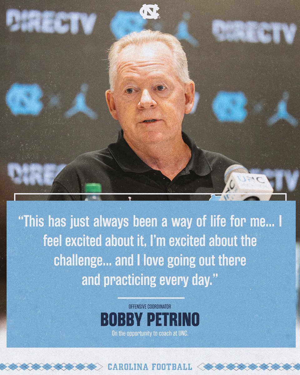 UNCFootball's tweet photo. Excited for the challenge. @CoachBPetrino https://t.co/JRSv72KDvV