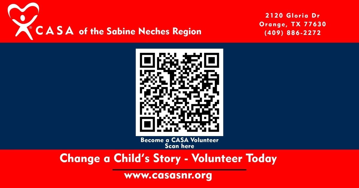 casasnr's tweet photo. Want to make a difference in the child's life? Become a CASA Volunteer. CASASNR serves children and their families in Orange, Hardin, Tyler, Jasper, Newton and Sabine Counties in Southeast Rural Texas. https://t.co/6rg4flf0Yb https://t.co/1Ca2LlVSCN