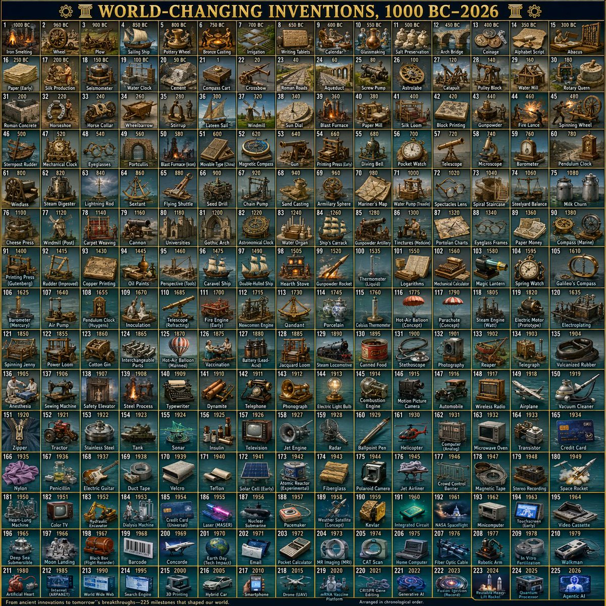 Historical Invention Timeline Grid