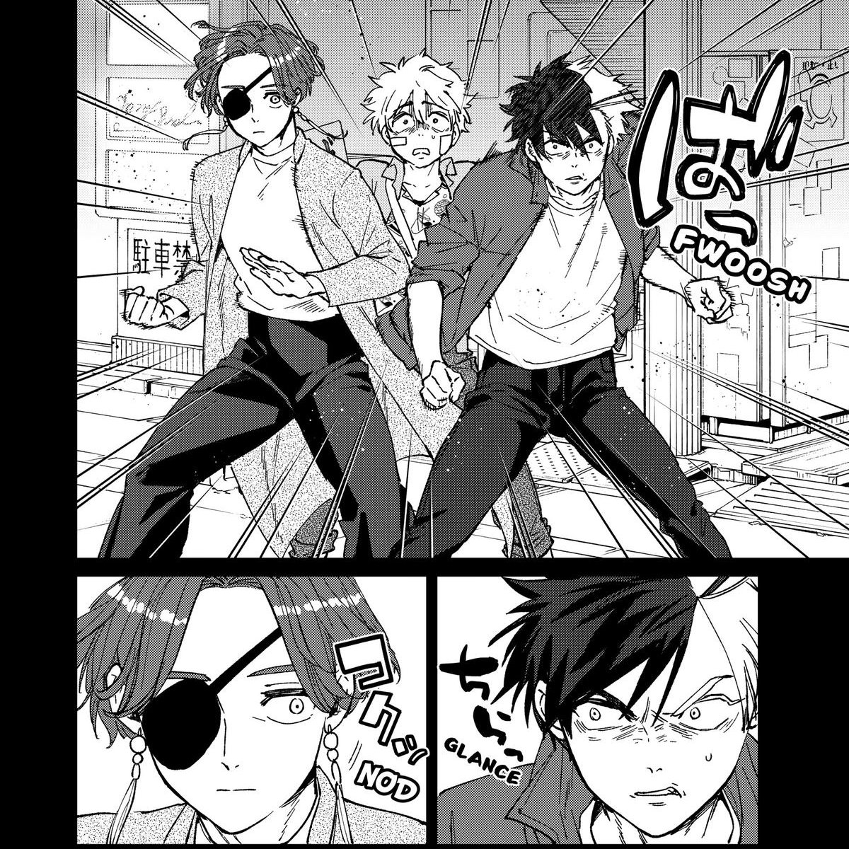 hazardoutofctrl's tweet photo. this page is never leaving my mind. they just jump right into action to protect nirei. no words spoken just a glance and they know endo is a threat and their FIRST INSTINCT IS TO PROTECT NIREI. gawd i miss sunisa before the suo arc https://t.co/ytboIBsNo5