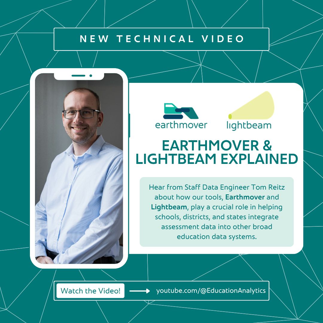 AnalyticsEA's tweet image. How can your district turn complex #assessment #data into usable, connected, &amp;amp; actionable #insights?

In our latest video, Staff Data Engineer Tom Reitz breaks down how Earthmover &amp;amp; Lightbeam work together to transform raw assessment files into structured, (1/3)