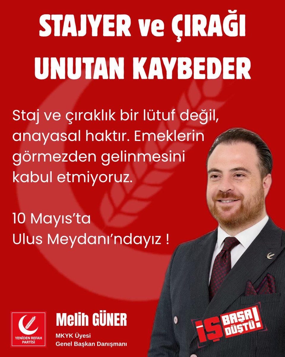 Staj ve çıraklık bir lütuf değil, anayasal haktır. Emeğimizin görmezden gelinmesini kabul etmiyoruz.

10 Mayıs’ta Ulus Meydanı’ndayız !

#StajyerÇırağıUnutanKaybeder