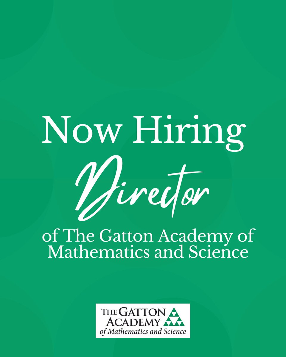 The Gatton Academy is seeking its next Director. The Director serves as the chief academic and administrative leader, responsible for strategic vision, program excellence, student success, and external partnerships. Apply today: bit.ly/4mR5L2c
