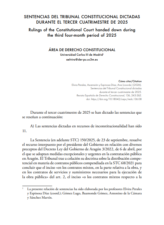 redc_cepc's tweet photo. 🟡Consulta el informe "Sentencias del Tribunal Constitucional dictadas durante el tercer cuatrimestre de 2025", elaborado por profesoras de la @uc3m en la #REDC136. 

🔗Acceso a través de https://t.co/xDufWmv9DR https://t.co/VtOYBTGyCA