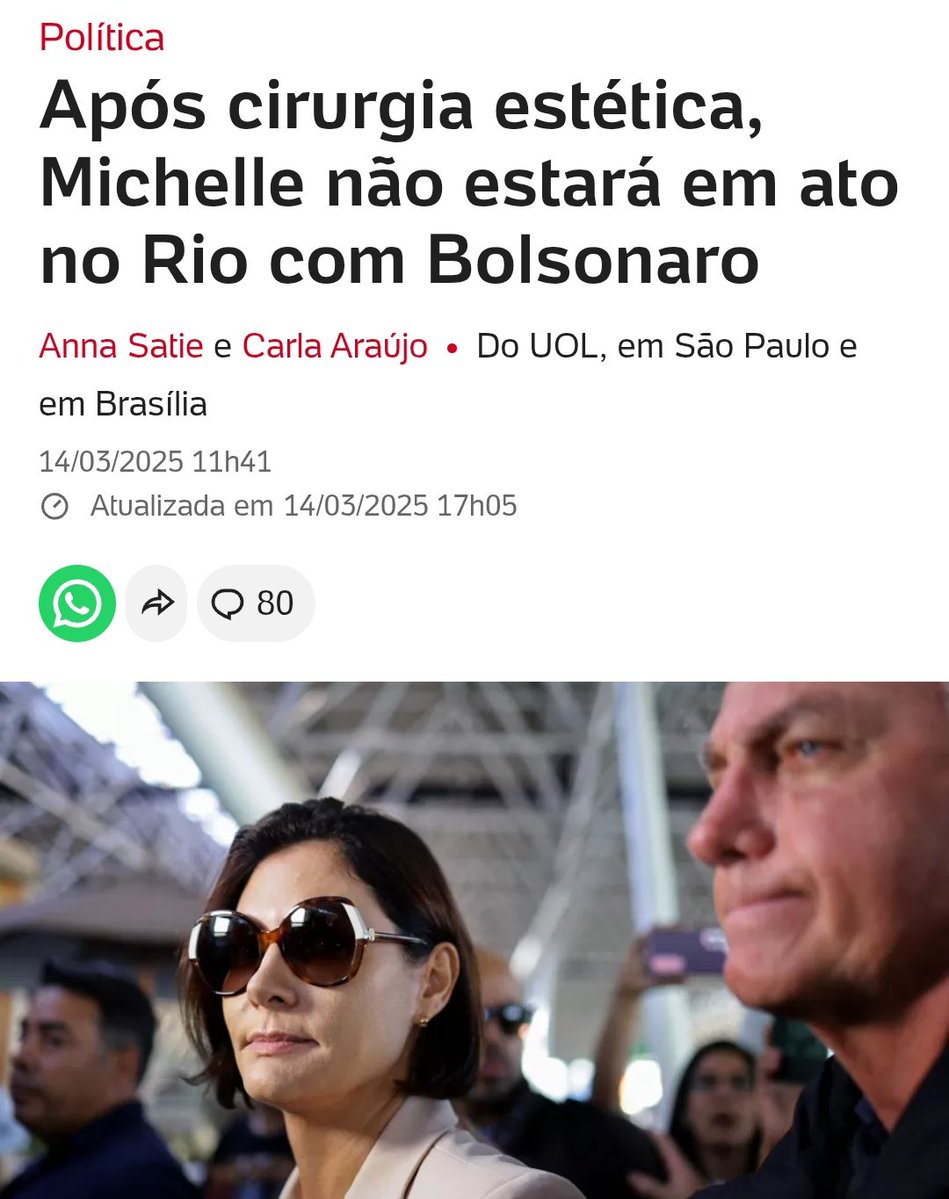 Os sinais estavam aí, só a gente que não enxergava, mas agora o povo acordou em relação a Michelle, e tudo começa a se encaixar.

Ela sempre abandonou Bolsonaro nos piores momentos.