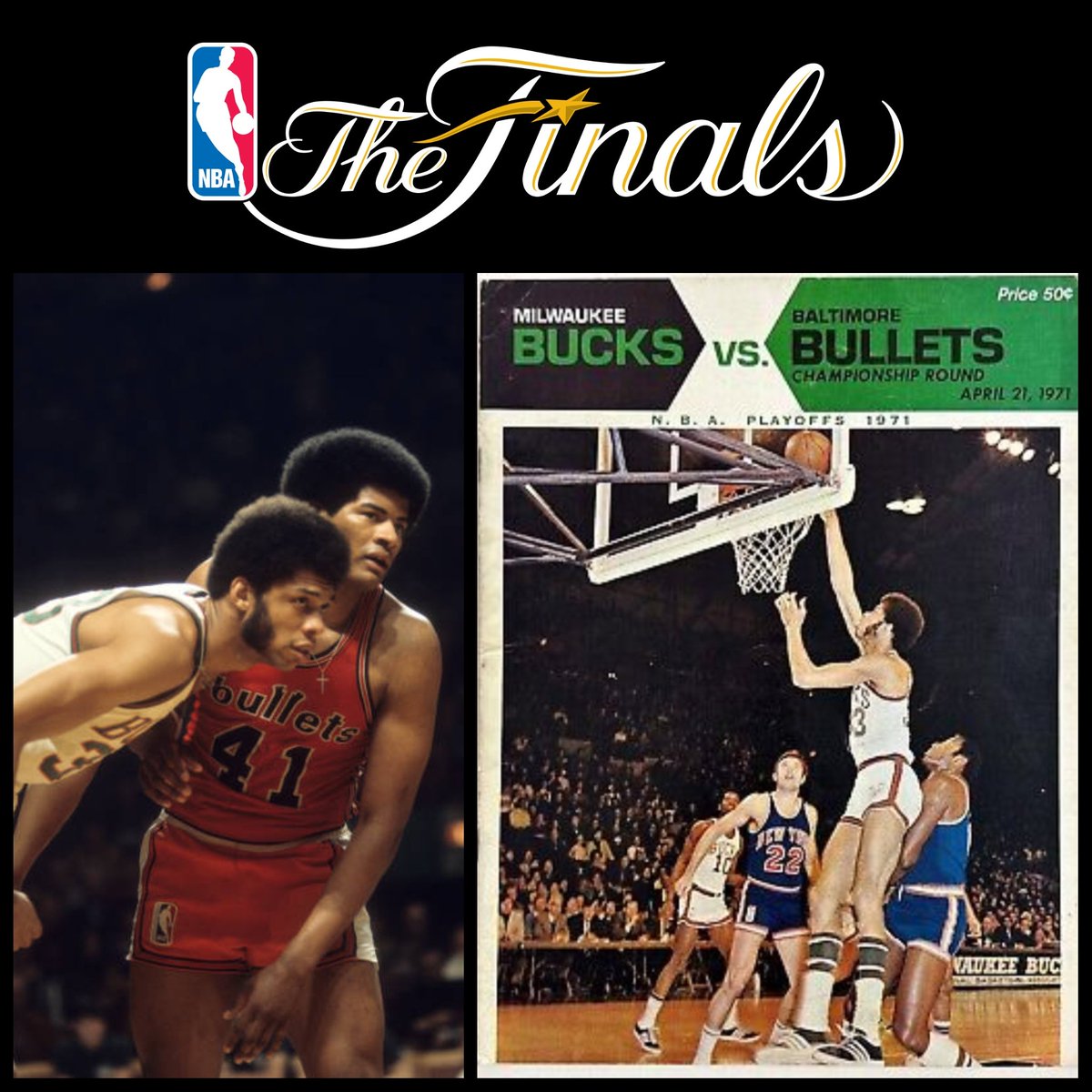 VanderlansJim's tweet image. April 21, 1971 - The NBA Finals begin with the #Milwaukee Bucks taking on the #Baltimore Bullets in Game 1 at Milwaukee Arena. Kareem Abdul-Jabbar (then Lew Alcindor) scores a game high 31 points, and grabs a game high 17 rebounds, in the #Bucks 98-88 victory.
#NBA #OTD #1970s