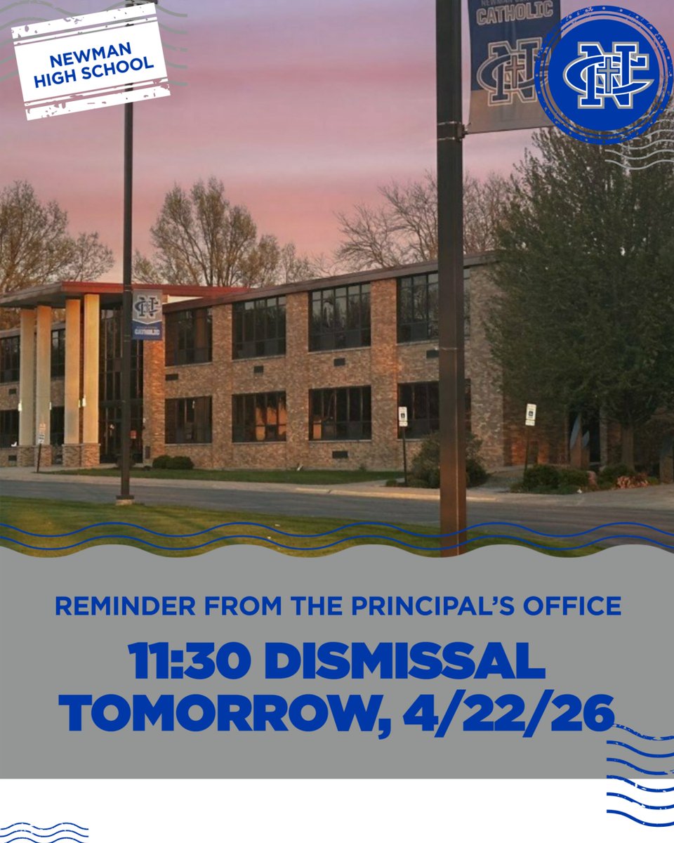NewmanCCHS's tweet photo. Early out tomorrow!  WACC is still in attendance in the afternoon. https://t.co/Vl0xoNxO2c