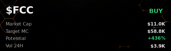 Sokol339842's tweet image. $FCC ➡️ $58.8K per @iScanLive analysis on 9RyC4iX3qvEz7ej1dYo2U6WXxYacHG5W4Pur6n7Hpump, buy recommended  

 #Solana #Memecoin #Crypto #Degen #PumpFun #AlphaCalls #SolanaMemeCoin