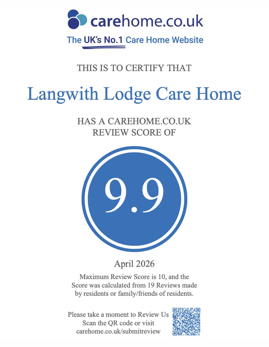 LangwithLodge's tweet image. Our latest review score keeps us firmly at 9.9. We're so proud of our team. Thank you so much to our amazing residents, and their loved ones, for your ratings and comments that support us to be the best we can be #Ratings #Reviews #Proud
