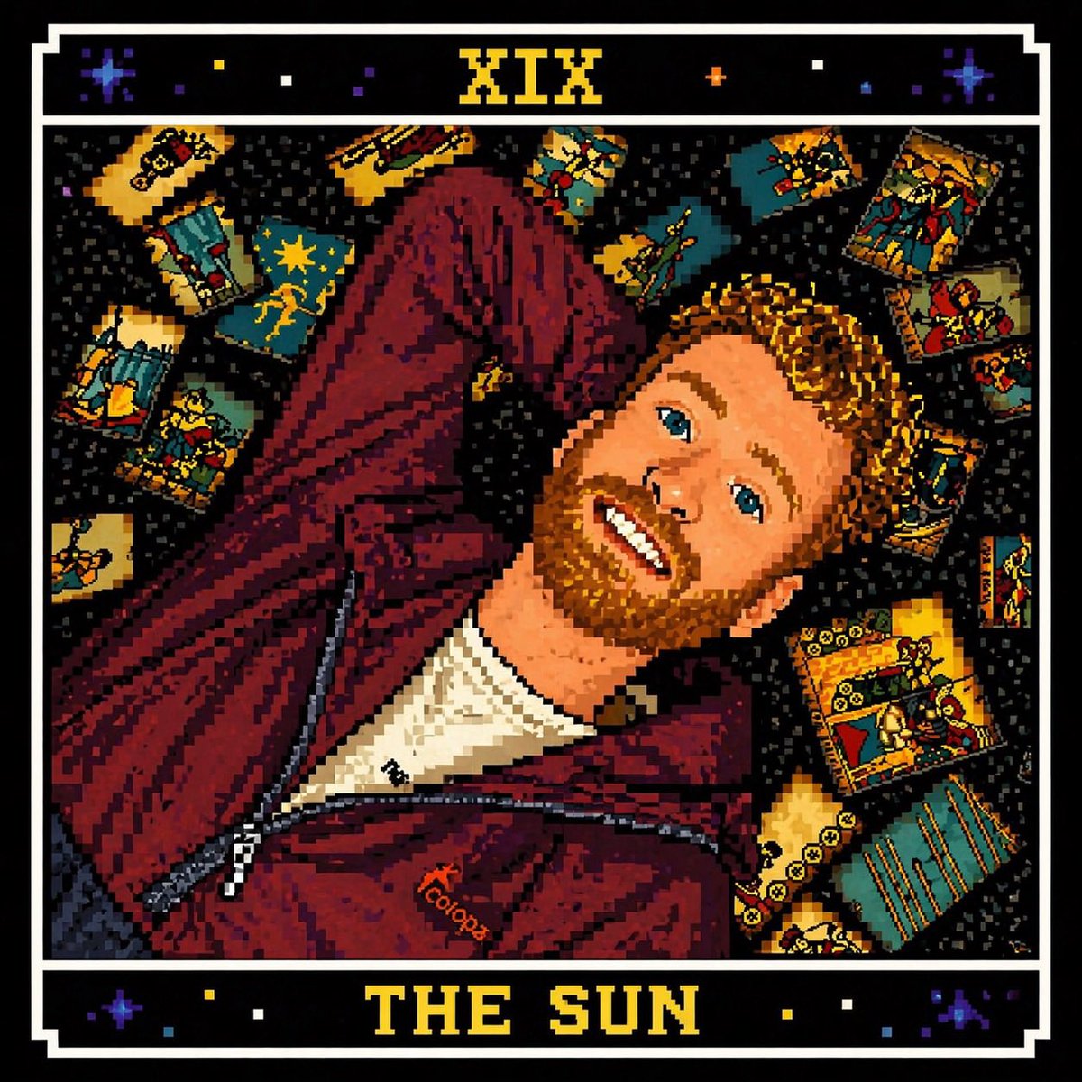 OurNextAdvent's tweet photo. Self portrait done in the pixel art tarot style https://t.co/DcMTOaTTnG