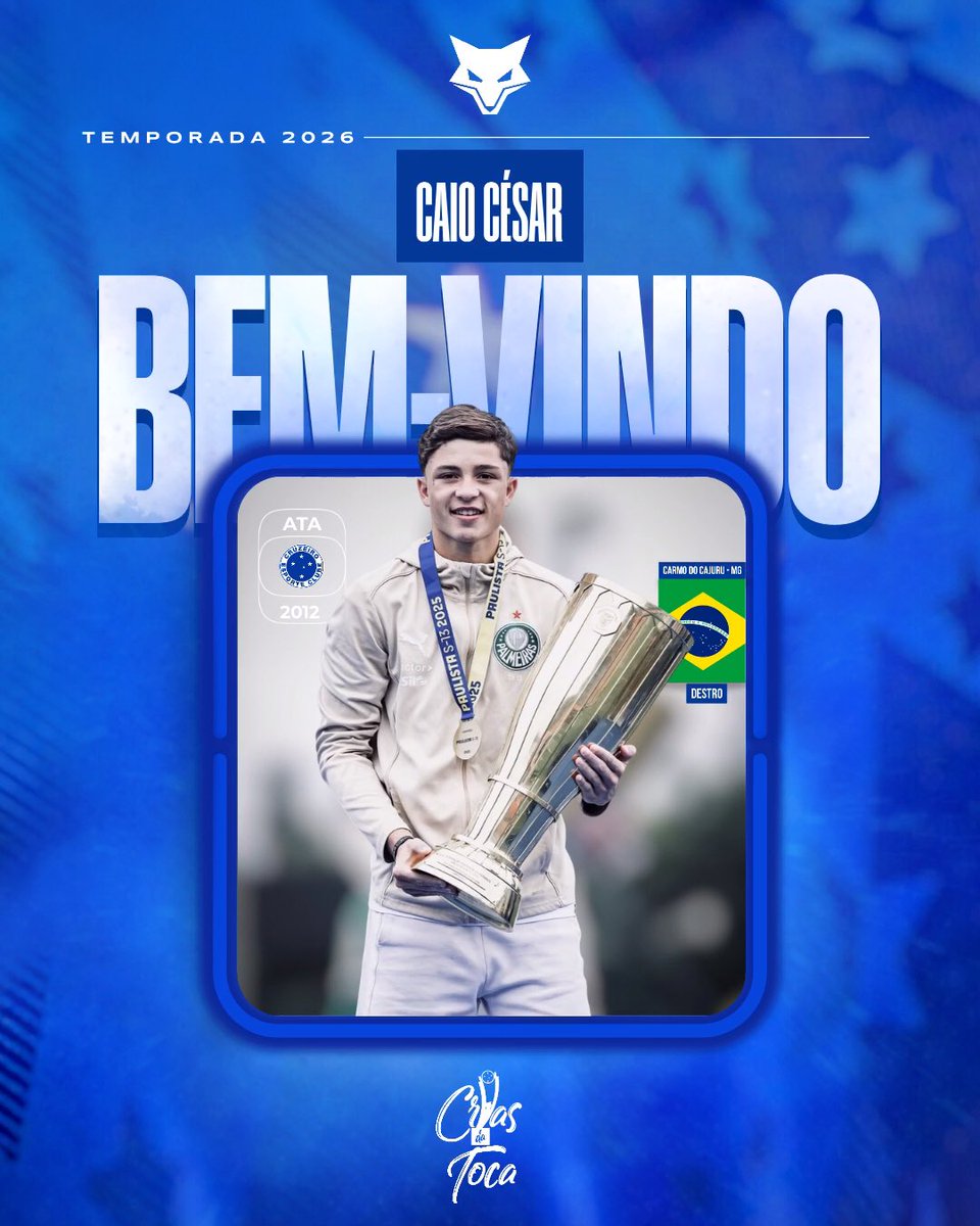 ✍️ O Cruzeiro acertou a contratação do atacante Caio César, junto ao Palmeiras para a equipe Sub-14. Natural de Carmo do Cajuru - MG, Rafa participou de 11 jogos, marcou 9 gols, deu 5 assistências e conquistou o Paulista U-13 no ano passado. #CriasDaToca

📸: Rafael Assunção