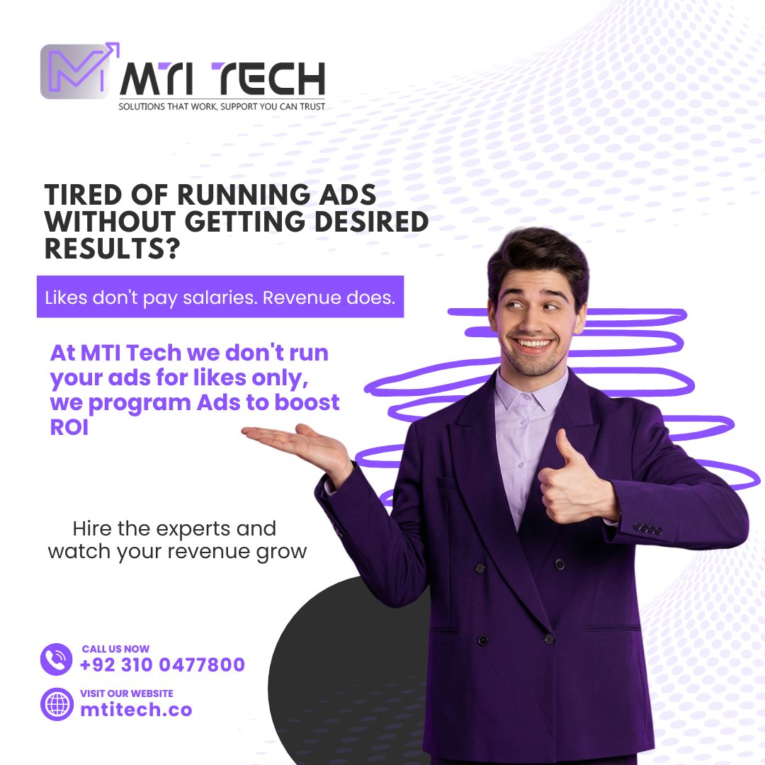 MtitechLLC's tweet photo. Likes are great, but they don't pay the bills. 💸

We don't just run ads; we build revenue engines. Partner with MTI Tech to maximize your Ad ROI today.

📞 +92 310 0477800
🌐 https://t.co/vXcWCFLZo9

#marketingtipsforbusiness #ROI #PaidAds #b2bmarketing #mtitech https://t.co/N7qbwF1UU5