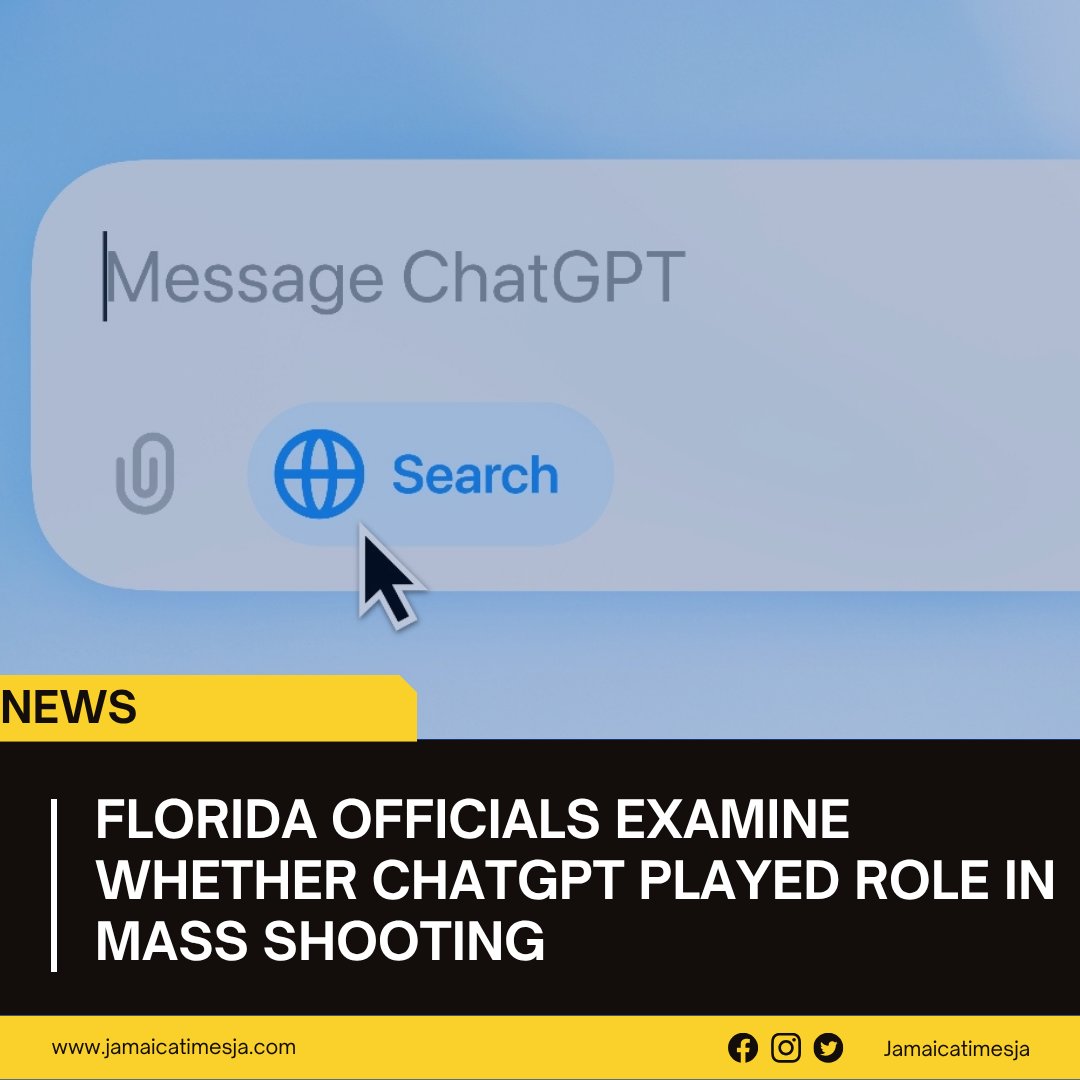 JamaicaTimesja's tweet image. Florida authorities say they are investigating the possible role of ChatGPT after a mass shooting at a university in the US state. The announcement was made on Tuesday as the probe continues.

#Florida #USNews #Breaking