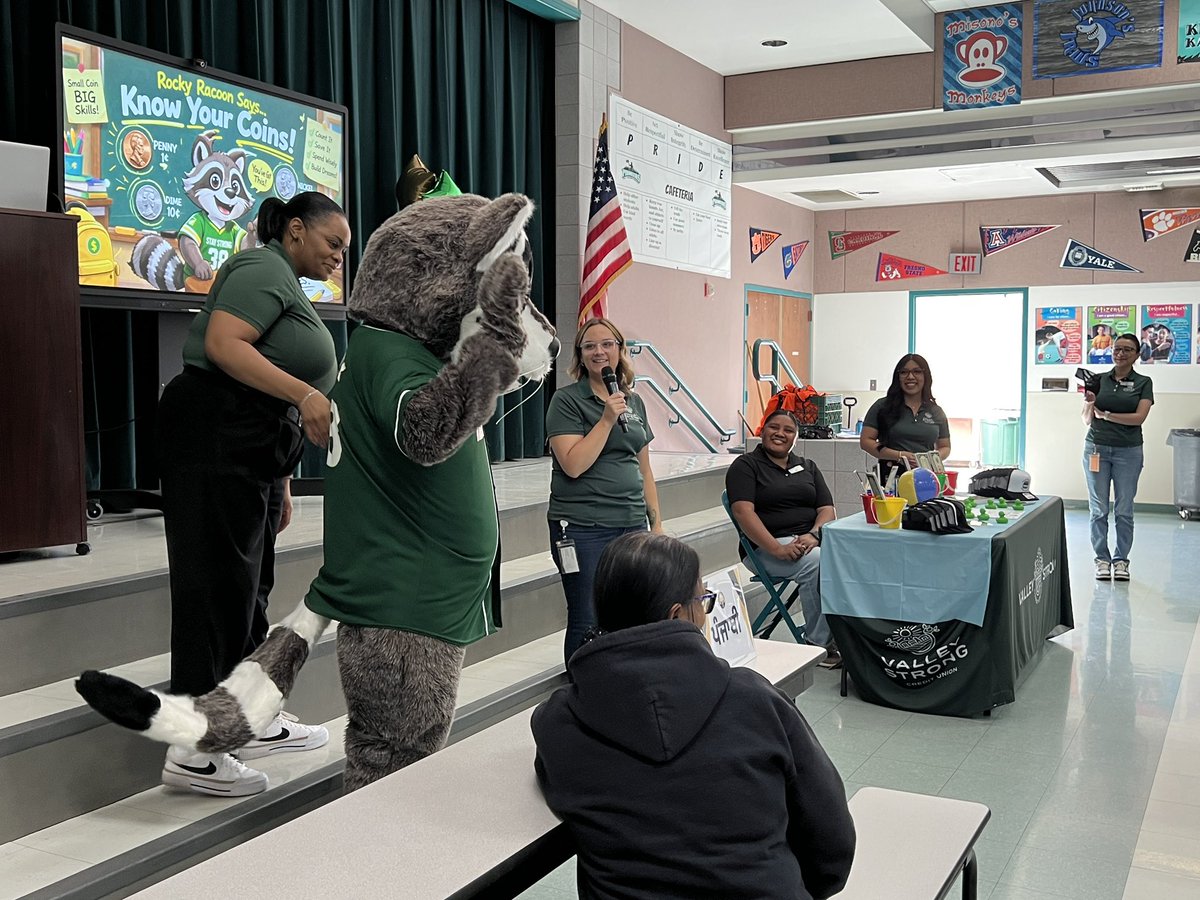 PBVUSD's tweet photo. Thank you to Valley Strong and all the families who joined our Family Engagement Night for Financial Literacy Month! 💰 We loved seeing everyone engaged in learning about saving through fun, hands-on activities with Rocky the Raccoon! https://t.co/lB0mdDbpJ5