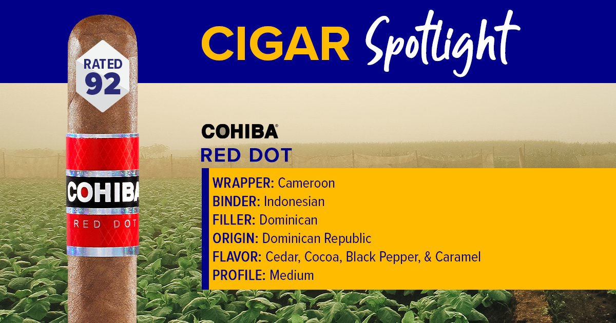 Cohiba Red Dot features a dark, rich Cameroonian wrapper 🔥💨 balanced by  smooth Piloto Cubano Dominican filler and a supple Indonesian binder. Years  in development, it delivers rich flavor without overpowering.  https://t.co/UFK9IIAW6F