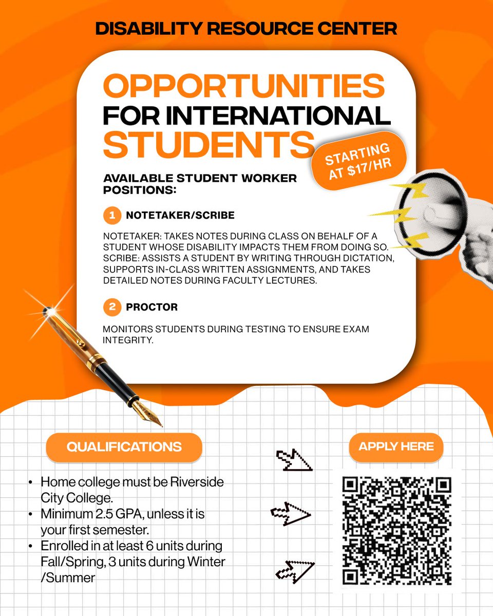 RCCIntlStudents's tweet photo. Want to make a real difference on campus while earning extra cash? 📝✨

The Disability Resource Center is officially hiring for the new semester! We are sharing this opportunities for you!

Support your fellow students, gain valuable experience, and build your resume. https://t.co/CnLUtGfRgh