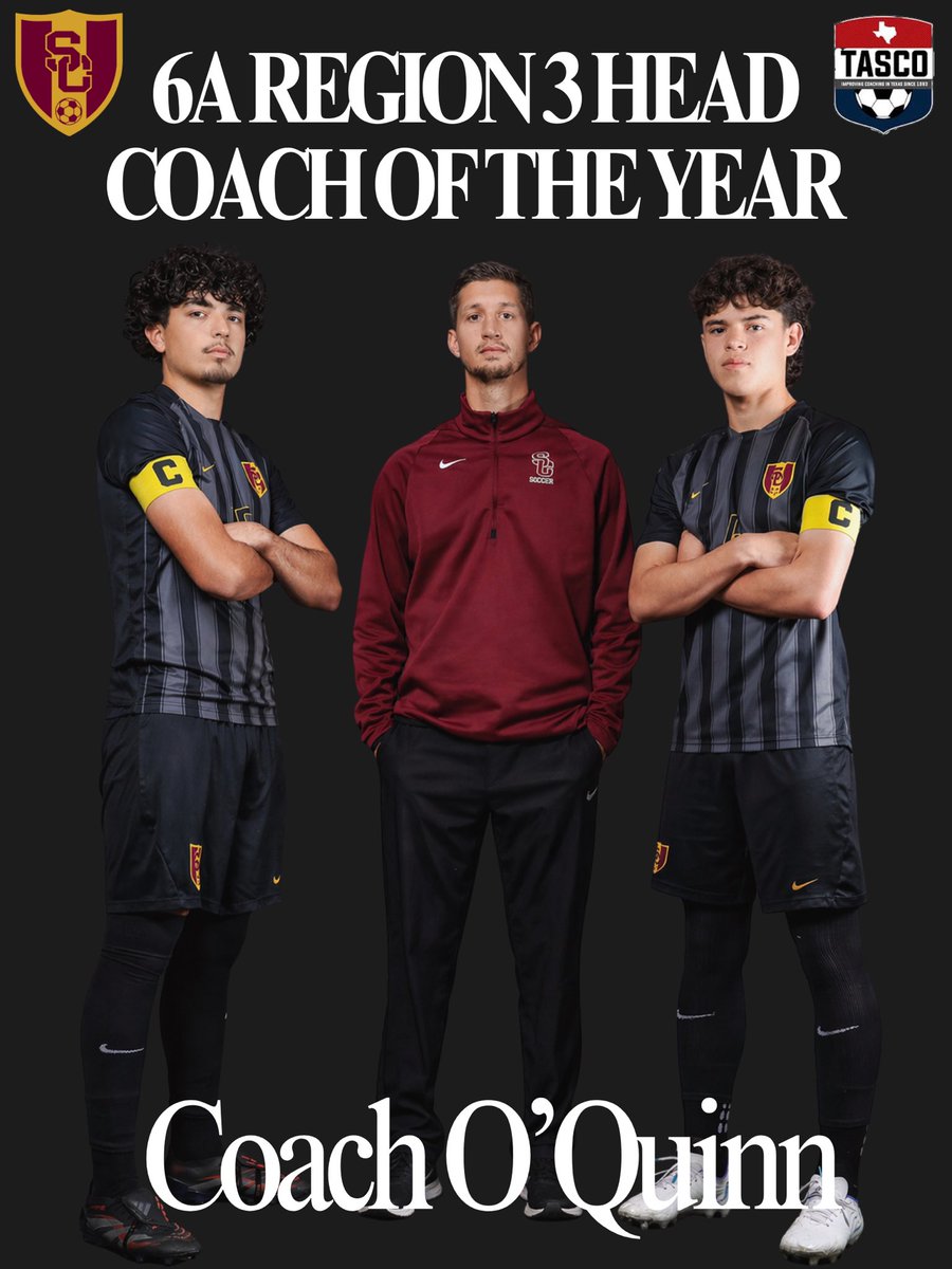 SCHSMensSoccer's tweet image. Congratulations to Coach O’Quinn on being named TASCO 6A Region 3 Head Coach of the Year! #PACK