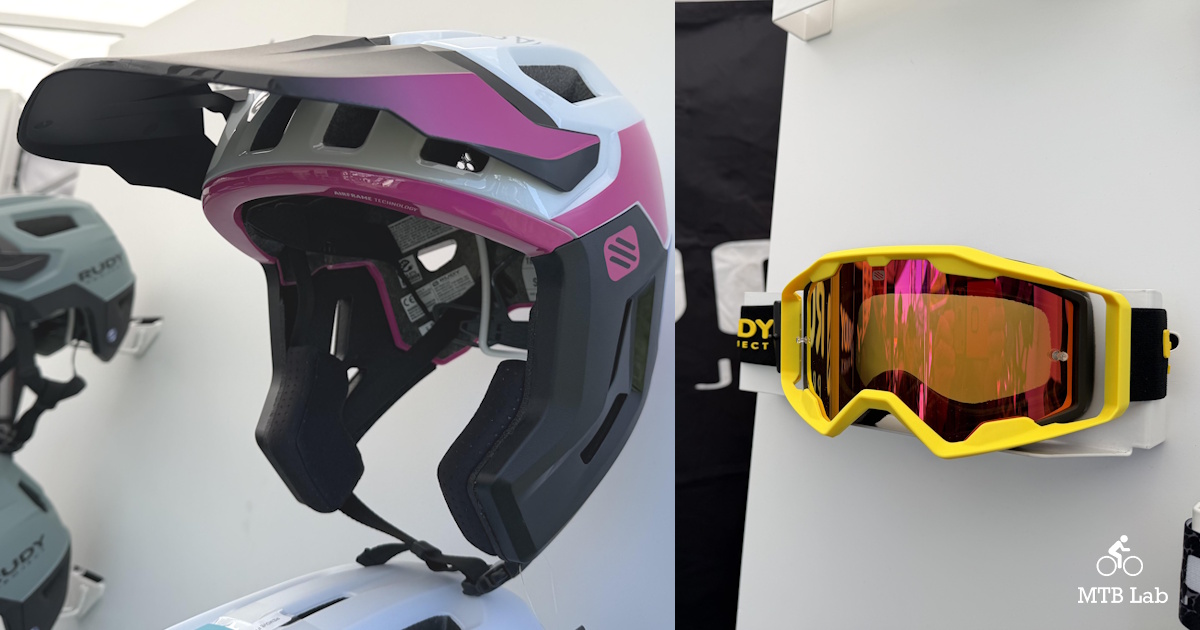 The_MTB_Lab's tweet photo. Sea Otter 2026 – Rudy Project New Terraform &amp; Terraform Pro Helmets, Override Googles, and Twiceme Digital Safety Helmet Technology https://t.co/NGNIOePXrE https://t.co/15TzBnVALg