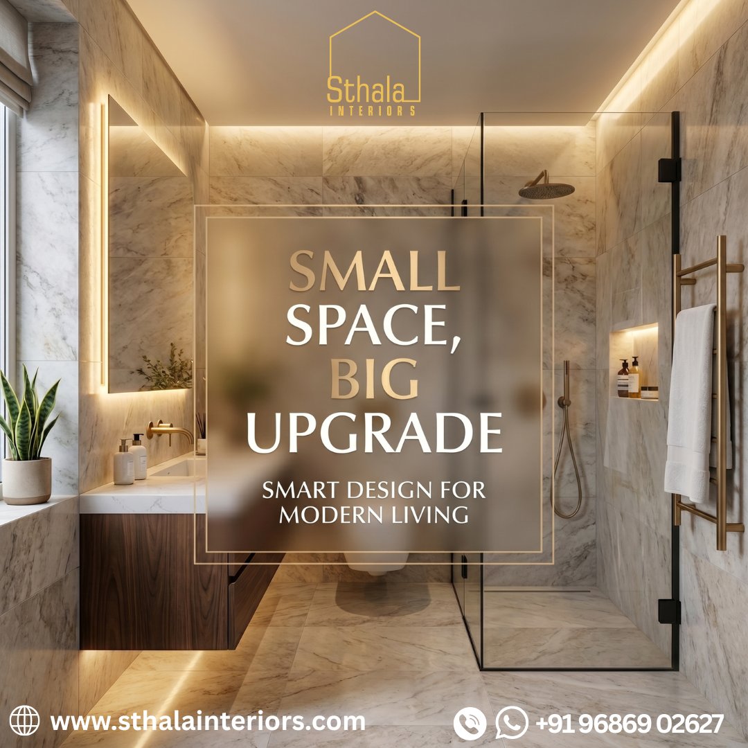 Sthala_interior's tweet image. Think small spaces can’t feel luxurious? 🚿✨
With the right design,
even a compact bathroom can feel spacious,
stylish, and premium 
#BathroomDesign #SmallSpaceDesign #ModernBathroom
#HomeInteriors #InteriorDesignIndia #SpaceSaving
#LuxuryLiving #InteriorInspo #HomeDesignIndia