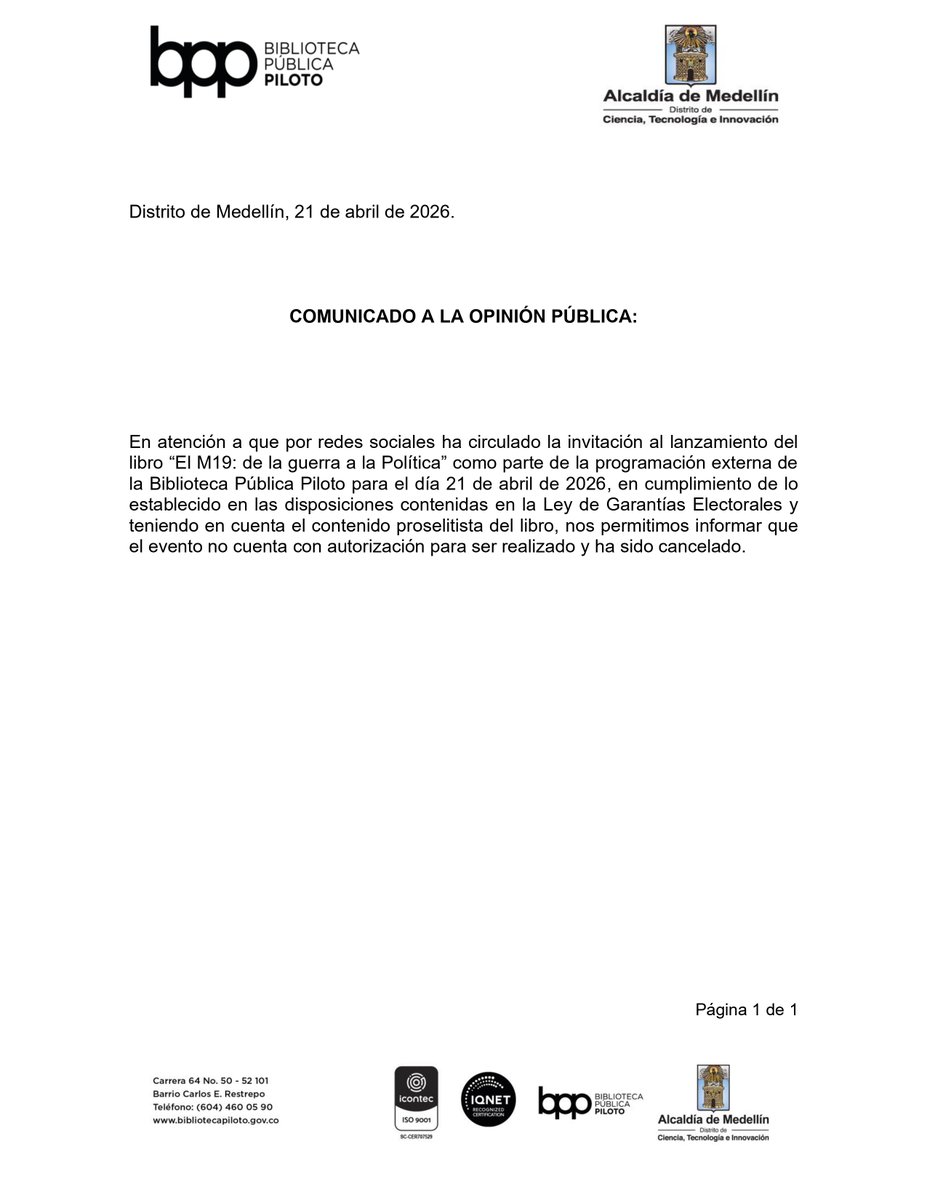 Biblioteca Pública Piloto tweet media