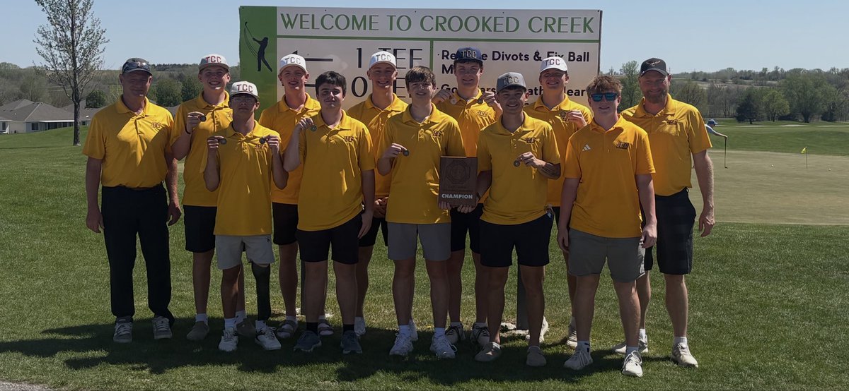 jccentralgolf's tweet photo. @JCCENTRAL ECNC boys golf team champions 🏆 (3rd consecutive).  Wes Swanson is back to back conference champions with a score of 79. https://t.co/fJVhiLbb4b