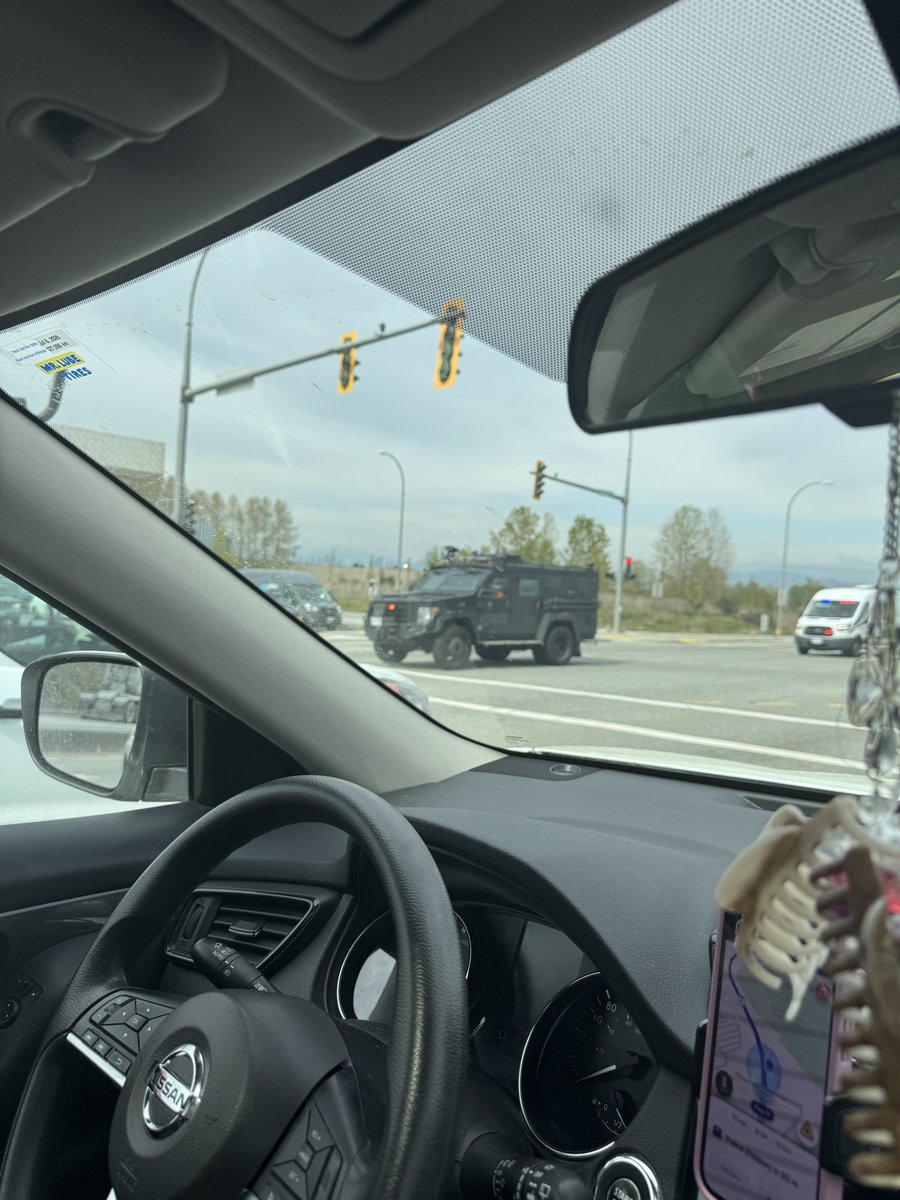 Reality_Watch_'s tweet photo. @NewsRadioVAN any idea what’s going on in S Delta? Currently travelling towards N Delta on hwy 17 and multiple police vehicles have been flying up the opposite direction. Pic shows a military-like vehicle? Most recent ones to pass us https://t.co/1Qvb6GTuYa
