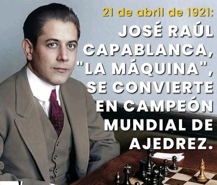 Hoy se cumplen 105 años de alcanzado por el Ajedrecista Cubano José Raúl Capablanca el trono de Campeón Mundial del Ajedrez, luego de cubrir un largo y difícil camino.
#CubaViveEnSuHistoria