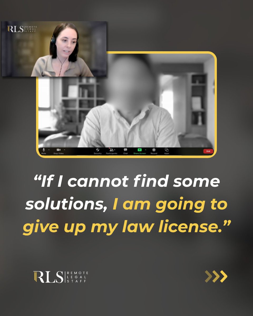 remotelawstaff's tweet image. This attorney was considering giving up their license before they met RLS.

This is why RLS exists -- to help you feel like a lawyer again.

#Lawyer #LawFirmOwner #Confession