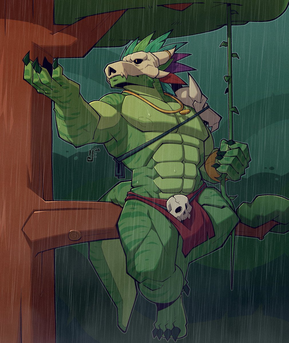 HypnoF0XX's tweet image. Witch Doctor in the Jungle Boughs 🦎🌧️
(Fullbody+Scene for @Dragowornn, thank you so much for all your support!)

#furryart #terraria