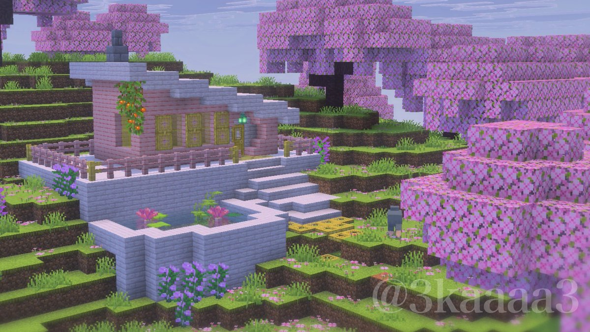 3kaaaa3's tweet image. おはでーす
バイブラントビジュアルズで見る桜バイオームがやけにかわいいので簡単に積んでみたらやっぱりかわいかったです
ちょっとおばさんには眩しいんだけどね…笑
#Minecraftbuilds #minecraft建築コミュ