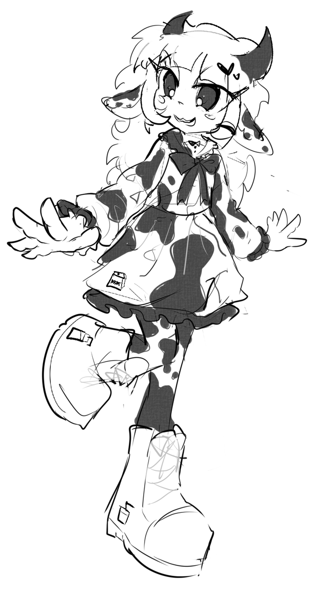 This cow girl design i saw by shiverbluefin on toyhouse was so cuuuuute >//^//< Drew fanart of it!