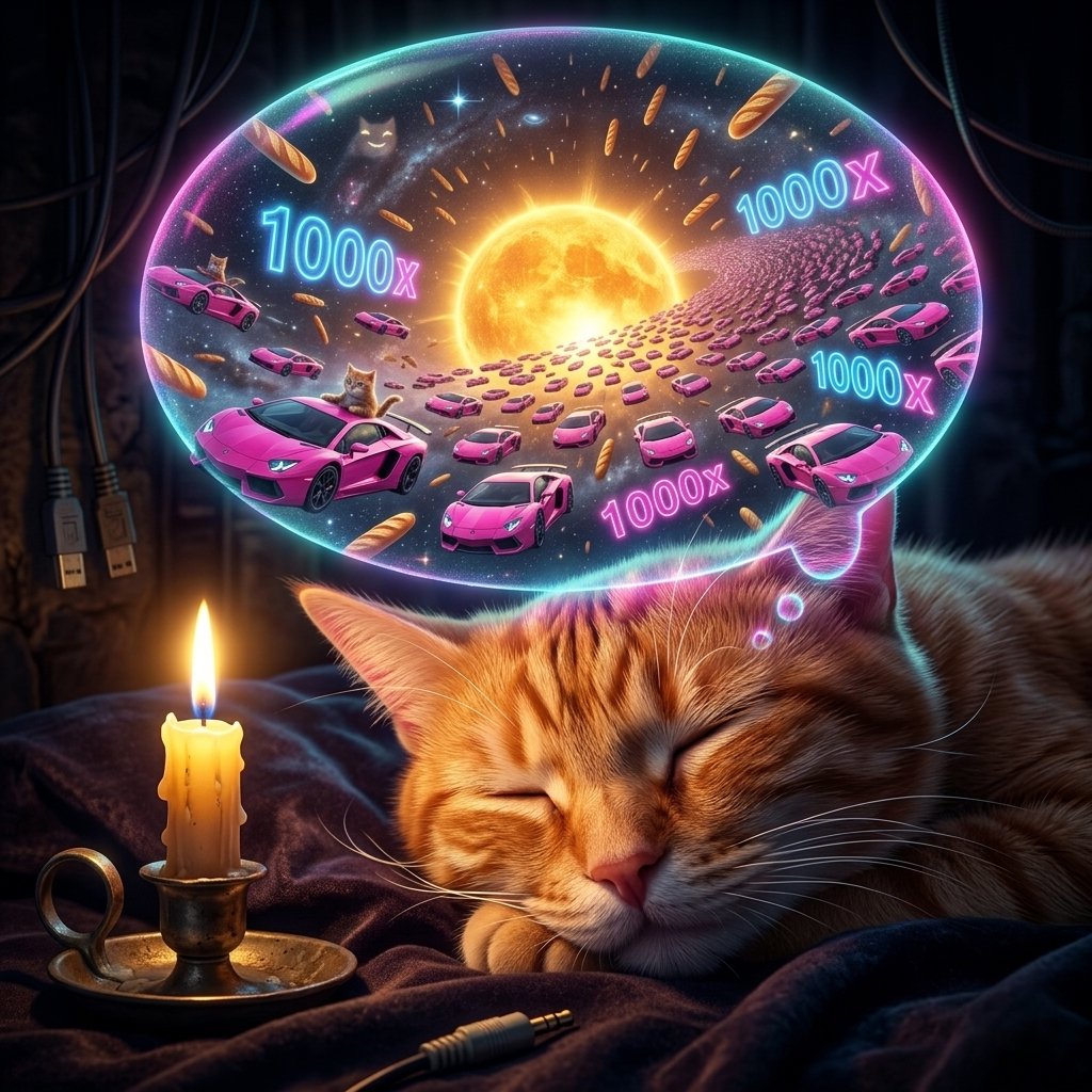 's tweet image. Even the King needs his rest before the conquest. 🥖💤
The dough is rising. The stars are aligned. 🌌
Turn your notifications ON. 🔔🚀
Goodnight, future millionaires. See you at sunrise. 🌅
#MEOW #TheLaunch #Solana #BreadCat #DreamBig #ComingSoon