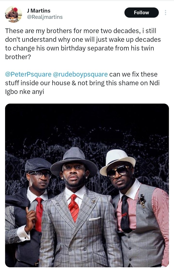 OnAmPage's tweet photo. JMartins speaks regarding the issue between the PSquare brothers https://t.co/RqTJBQiOXM