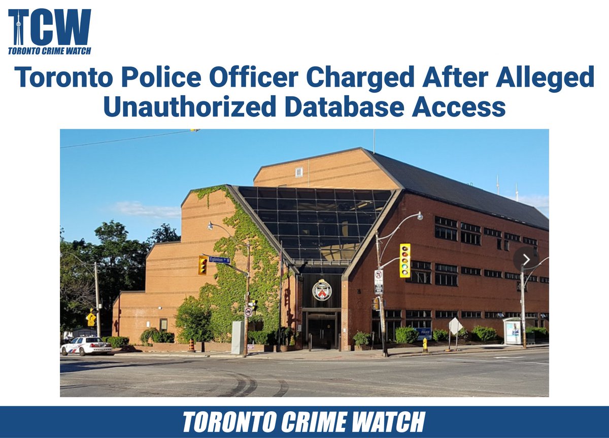 CrimewatchTO's tweet image. Toronto Police Officer Charged After Alleged Unauthorized Database Access

A Toronto Police Constable has been arrested and charged following an internal investigation into alleged unauthorized access of police databases.

According to police, it is alleged that the officer