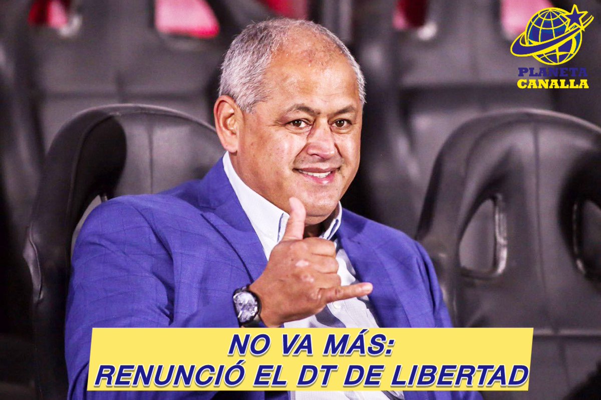 🚨 ÚLTIMO MOMENTO

Francisco Arce renunció como entrenador de Libertad.

Tras la derrota ante #RosarioCentral el pasado miércoles en Asunción y la derrota de hoy por 0-3 ante Rubio Ñu.