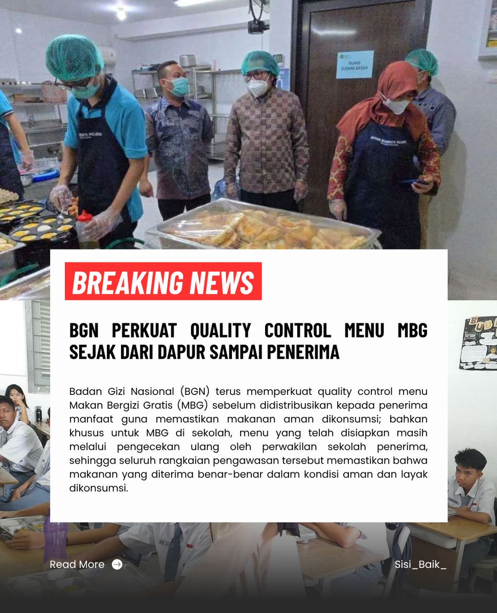 Nan4_ecia's tweet image. Kualitas tetap dijaga dari dapur ke penerima. #MBGPenggerakEkonomiRakyat